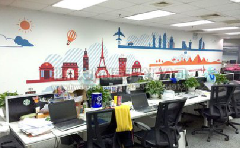 长沙教你设计办公室墙绘的方法。